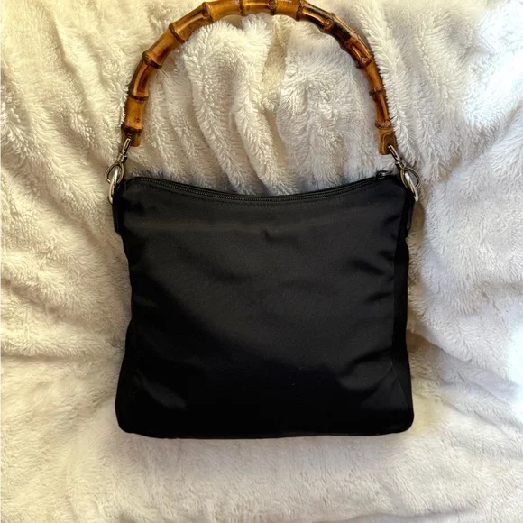 Gucci black bamboo handle bag vintage with COA - Picture 1 of 17